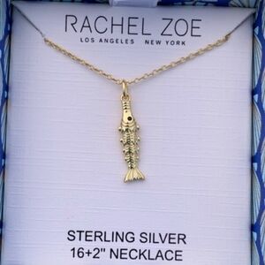 Rachel Zoe Gold Fish Charm Necklace - Gold 16" + 2" Ext.  Ta